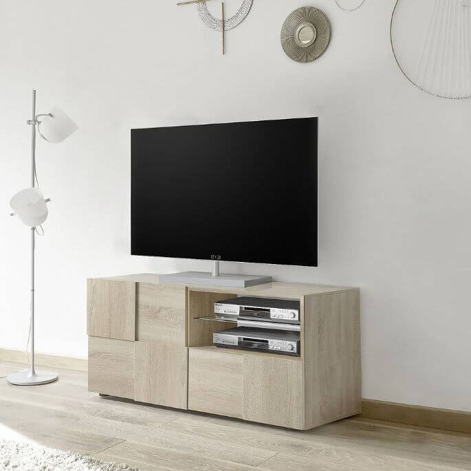 Meuble TV moderne 121 cm chêne samoa Milenor